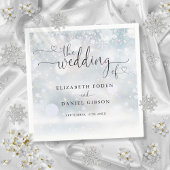 Modern Heart Script Winter Wedding Serviette