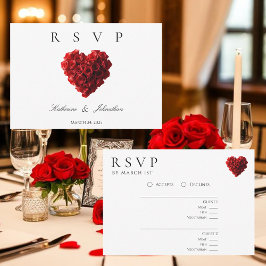 Modern Heart Shaped Red Roses-RSVP-Wedding- RSVP Karte