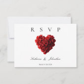 Modern Heart Shaped Red Roses-RSVP-Wedding- RSVP Karte (Vorderseite)