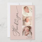 Modern Heart Three Foto Baby Dankeschön Card Dankeskarte (Vorderseite)