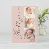 Modern Heart Three Foto Baby Dankeschön Card Dankeskarte (Stehend Vorderseite)