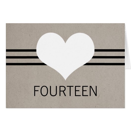 Modern Heart Tischnummer Card, Beige (Vorderseite (Horizontal))
