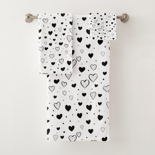 Modern Hearts Pattern Badhandtuch Set (Insitu)