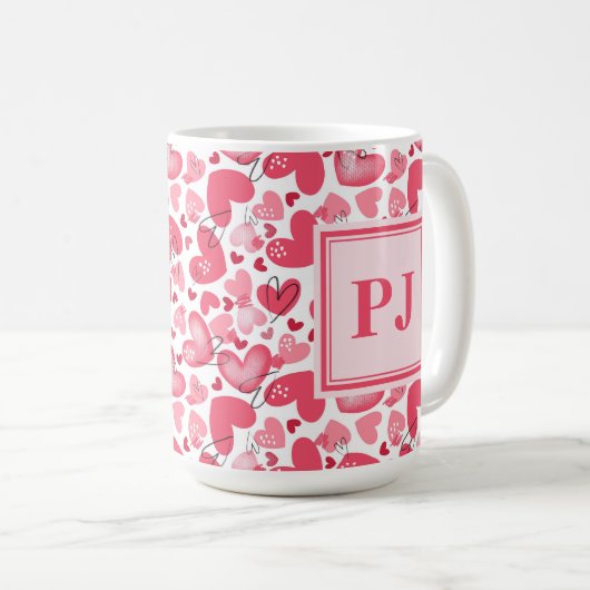 Modern Hearts Pattern Valentines   Kaffeetasse (VorderseiteRechts)