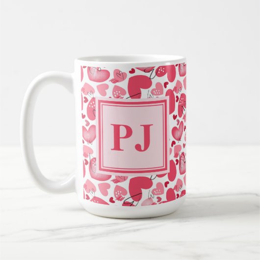 Modern Hearts Pattern Valentines   Kaffeetasse (Links)