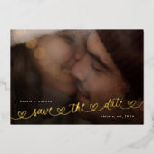 Modern Hearts Save The Date Photo Wedding Website Folieneinladung (Vorderseite)