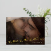 Modern Hearts Save The Date Photo Wedding Website Folieneinladung (Stehend vorne)