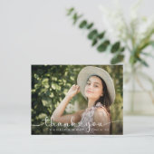 Modern Hearts Script Abschluss Foto Vielen Dank Postkarte (Stehend Vorderseite)