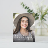 Modern Hearts Script Abschluss Foto Vielen Dank Postkarte (Stehend Vorderseite)