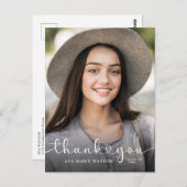 Modern Hearts Script Abschluss Foto Vielen Dank Postkarte (Vorne/Hinten)