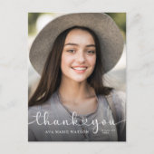 Modern Hearts Script Abschluss Foto Vielen Dank Postkarte (Vorderseite)