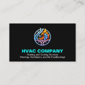 Modern Heating & Cooling AC Logo | Black Blue HVAC Visitenkarte (Vorderseite)