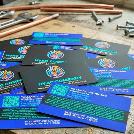 Modern Heating & Cooling AC Logo | Black Blue HVAC Visitenkarte