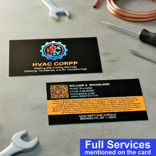 Modern Heating & Cooling Logo-Dienstleistungen, Bl Visitenkarte