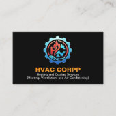 Modern Heating & Cooling Logo Services, Black HVAC Visitenkarte (Vorderseite)