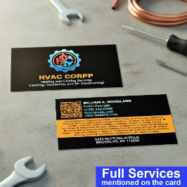 Modern Heating & Cooling Logo Services, Black HVAC Visitenkarte