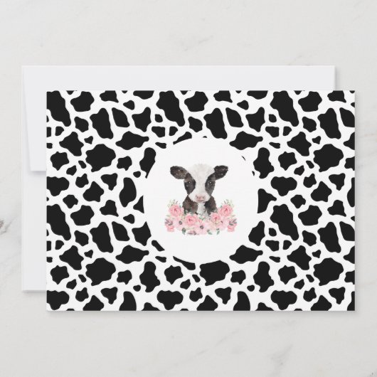 Modern Heilige Kuh Rosa Blütengeburt Einladung (Rückseite)