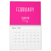 Modern heißen rosa Familienname Kalender (Feb 2026)