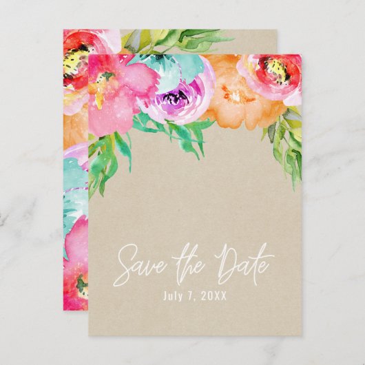 Modern hell-braune Kraft Save the Date Ankündigungspostkarte (Vorne/Hinten)