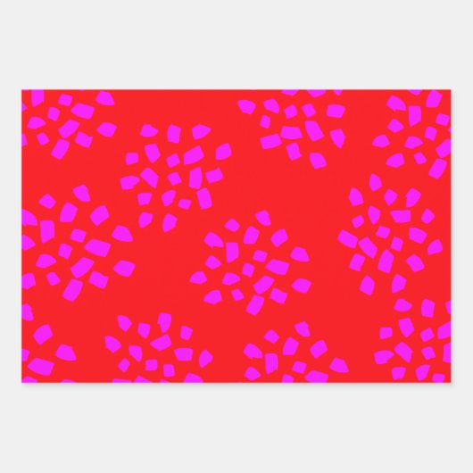 Modern hell Grün Rot Heiße Rosa Weihnachten Geschenkpapier Set (Vorderseite 3)