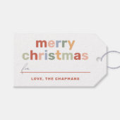 Modern hell Spaß & farbenfroh frohe Weihnachten Geschenkanhänger (Vorderseite (Horizontal))