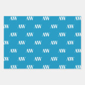 Modern hellblau angepasstes Monogramm-Anfangsmuste Geschenkpapier Set (Vorderseite 2)