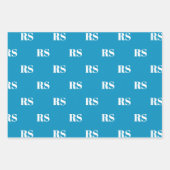 Modern hellblau angepasstes Monogramm-Anfangsmuste Geschenkpapier Set (Vorderseite)