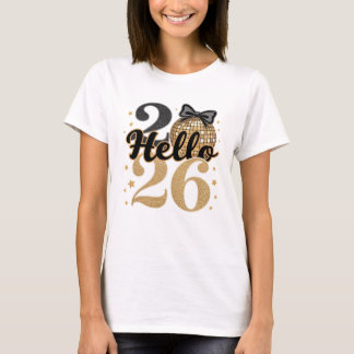 Modern Hello 2026 Typography New Year Ball T-Shirt