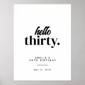 Modern Hello 30. Geburtstag Begrüßungszeichen Poster (Vorne)