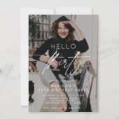 Modern Hello 30. Geburtstag Party Foto Einladung (Vorderseite)