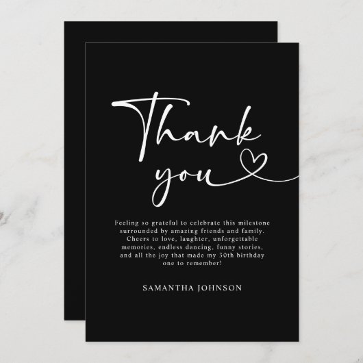 Modern Hello 30th Birthday Dankeskarte (Vorne/Hinten)
