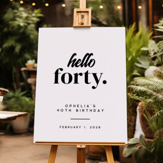 Modern Hello 40. Geburtstag Begrüßungszeichen Poster