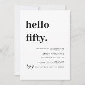 Modern Hello 50. Geburtstagsparty Einladung (Vorderseite)