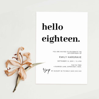 Modern Hello Aachtteen Birthday Party Einladung