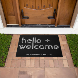 Modern Hello and Welcome Personalisiert Est Date Fußmatte