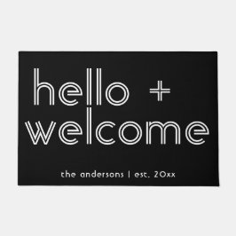 Modern Hello and Welcome Personalisiert Est Date Fußmatte