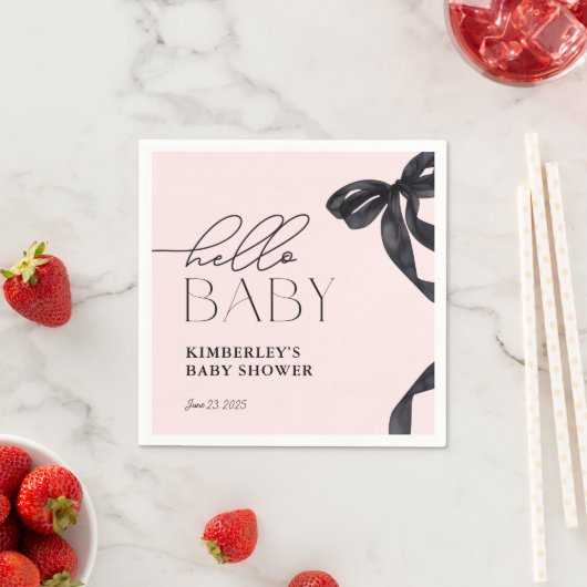 Modern Hello Baby Black Bow Baby Dusche Serviette (Beispiel)