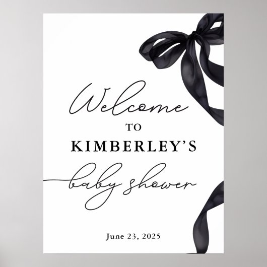 Modern Hello Baby Bow Baby Dusche Begrüßungszeiche Poster (Vorne)