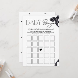 Modern Hello Baby Bow Baby Showbaby Bingo Card Einladung