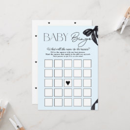 Modern Hello Baby Bow Baby Showbaby Bingo Card Einladung