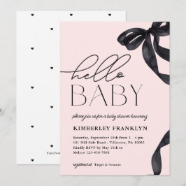 Modern Hello Baby Bow Girl Baby Shower Einladung
