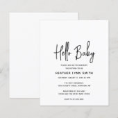 Modern Hello Baby Budget Kinderdusche Einladung (Vorne/Hinten)