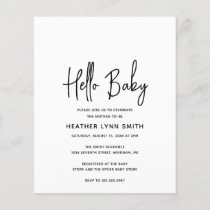 Modern Hello Baby Budget Kinderdusche Einladung
