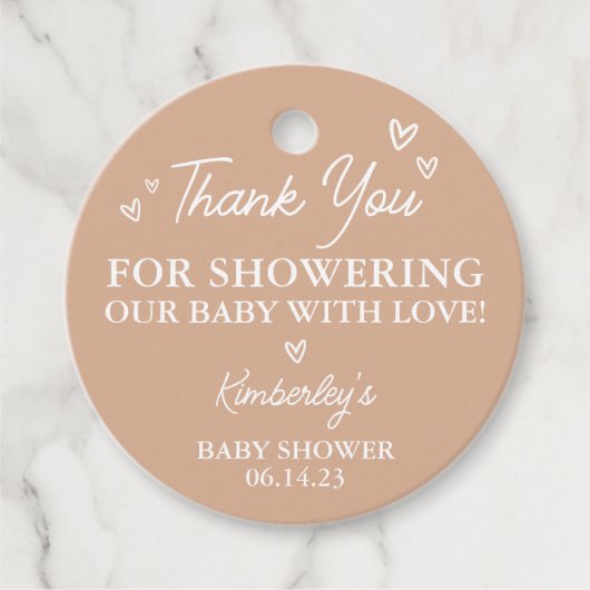 Modern Hello Baby Hearts Dusche Vielen Dank Geschenkanhänger (Vorderseite)