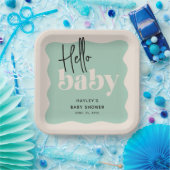 Modern Hello Baby Mint & Cream Baby Dusche Pappteller (Party)