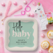 Modern Hello Baby Mint & Cream Baby Dusche Pappteller (Party)