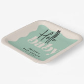 Modern Hello Baby Mint & Cream Baby Dusche Pappteller (Gewinkelt)