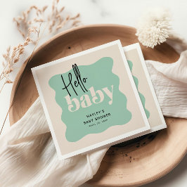 Modern Hello Baby Mint & Cream Baby Dusche Serviette
