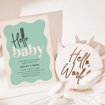 Modern Hello Baby Mint Green & Cream Baby Dusche