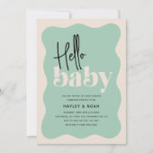 Modern Hello Baby Mint Green & Cream Baby Dusche Einladung (Vorderseite)